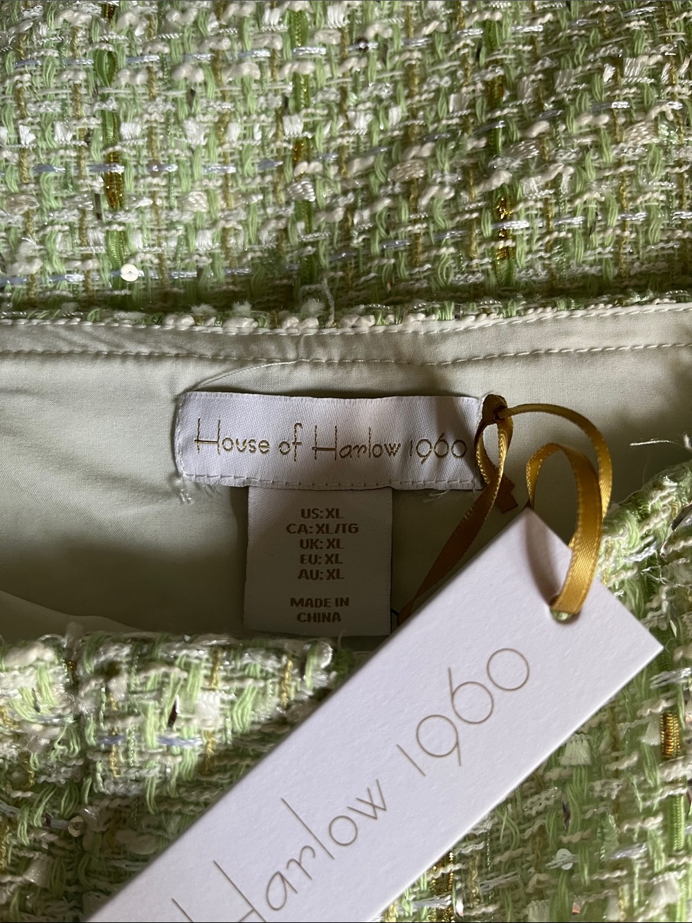 Light Green Tweed Sleeveless Shift Dress - Picture 2 of 3